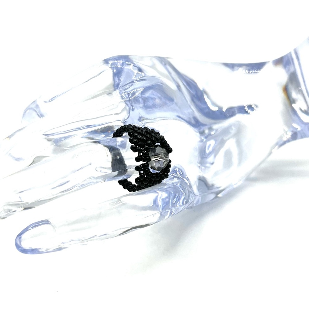 HAND CRAFTED Black Magic Beaded Ring